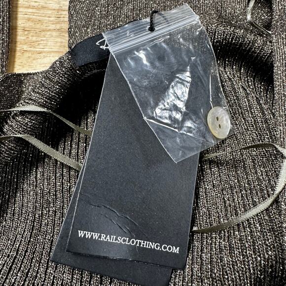 Rails NWT Beau Button Front Cardigan Gold Lurex Size S Ribbed Sparkly Fitted - Picture 6 of 12